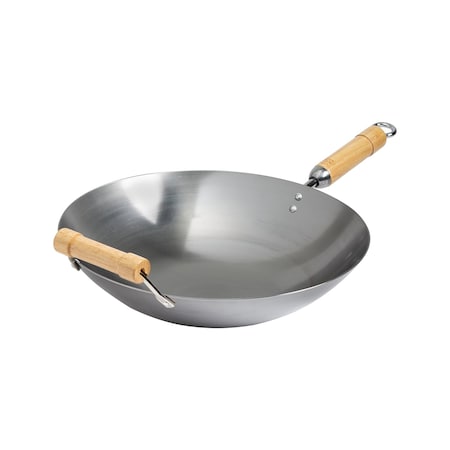 Classic Series 14-In. Round Bottom Carbon Steel Wok With Birch Handles